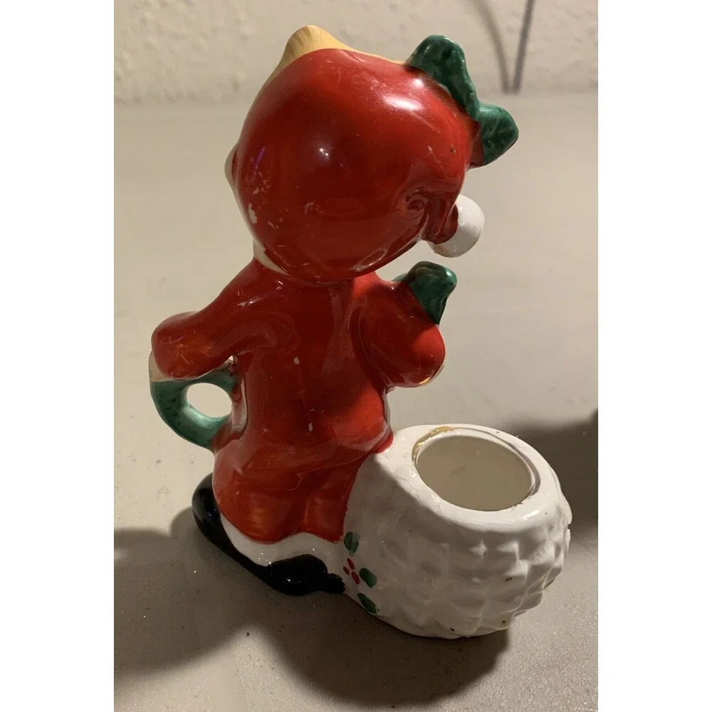 Commodore Japan 1950s NOEL Pajama Kids Candle Stick Holders Christmas Figurines
